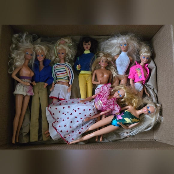 Vintage Barbie Dolls Set Of 9